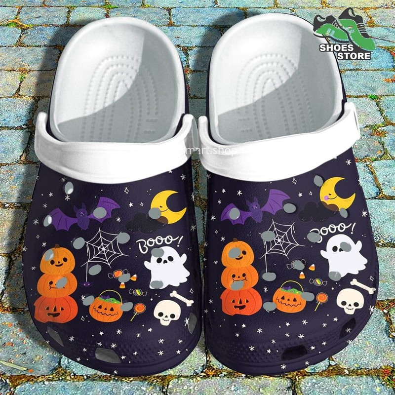 Cute Boo Ghost Night Moon Crocs Shoes, Grandma Pumpkin Crocs Shoes Mother.jpg