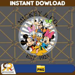 mickey and friends 1928 png, mickey and co est 1928, vintage mickey mouse, mickey minnie donald, wdw family