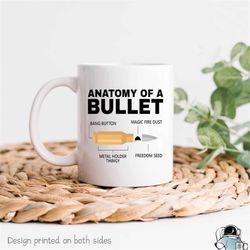 gun mug, gun owner mug, gun owner gifts, anatomy of a bullet mug, 2nd amendment supporter, second amendment mug, gun cof