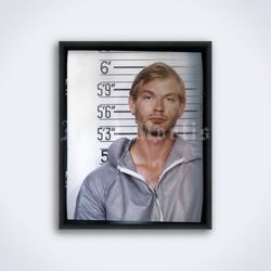 Jeffrey Dahmer mugshot police record arrest photo true crime printable art print poster Digital Download