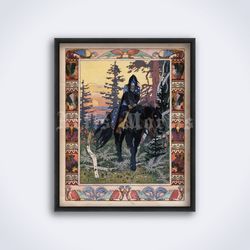 Black Horseman Russian folk tales illustration by Ivan Bilibin printable art print poster Digital Download