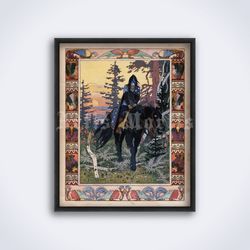black horseman russian folk tales illustration by ivan bilibin printable art print poster digital download