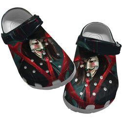 v for vendetta crocs, v for vendetta clog shoes unisex, movie sandals, v for vendetta, movie crocs