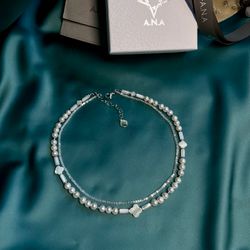 Pearl Double Row Necklace LUCKY