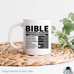 bible reference coffee mug funny emergency numbers christian priest gift