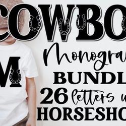 cowboy monogram bundle svg horseshoe svg
