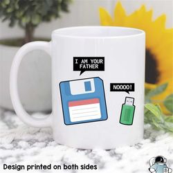 computer gift, it mug, tech support mug, floppy disk mug, usb drive mug, floppy disk father mug, tech support gift, codi