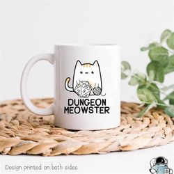 dungeon meowster mug, gamer coffee mug, tabletop gaming, tabletop gamer gift, gamer mug, funny rpg, roleplaying game, rp