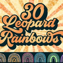 30 leopard pattern rainbows bundle svg