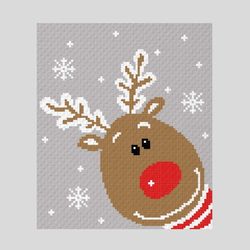 Crochet C2C Rudolph Christmas  graphgan blanket pattern PDF Download