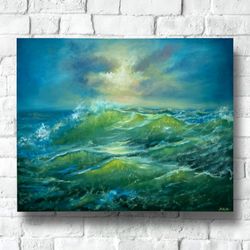 Original Seascape Oil Painting, Medium Oil Painting, Canvas Art, Seascape Painting, Ocean Wall Decor, Wave Painting