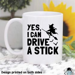 halloween mugs, i can drive a stick, witch mug, witch gifts, halloween gifts, halloween party gift, witch coffee mug, fu