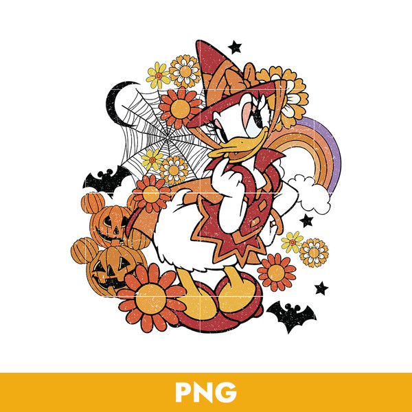 Daisy Duck Halloween Floral Png, Daisy Duck Png, Disney Hall - Inspire
