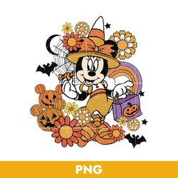 Minnie Halloween Floral Png, Minnie Mouse Png, Disney Halloween Png, BB04072328