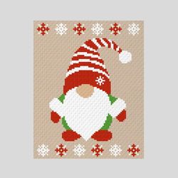 Crochet C2C Christmas Gnome graphgan blanket pattern PDF Download