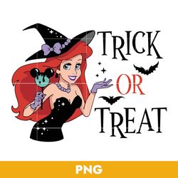 Trick On Treat Png, Ariel Witch Png, Princess Halloween Png, Disney Halloween Png, BB04072333