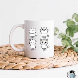 cat mug, un deux trois cat mug, cat owner mug, cat coffee mug, pet cat, pet cat gift, gifts for cat owners, cat lady mug