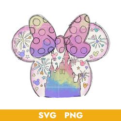 minnie castle watercolor svg, watercolor disney castle svg, disney watercolor svg, png, bb04072361