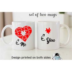 Heart Puzzle Couple Matching Mug Set, Missing Puzzle Piece Gifts, Husband and Wife Mugs, Love Mug, Matching Coffee Mugs,