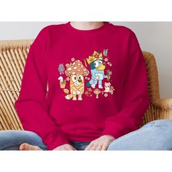 bluey family sweatshirt, bluey and bingo sweatshirt, chili mum sweatshirt, cool mom sweatshirt, cute mum hoodie