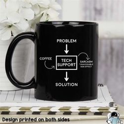 tech support coffee mug, tech support mug, technician mug, technician gift, funny it gift, tech support black mug, compu