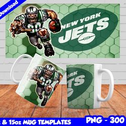 Jets Mug Design Png, Sublimate Mug Templates, Jets Mug Wrap, Sublimate Football Design PNG, Instant Download