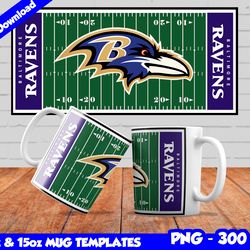 Ravens Mug Design Png, Sublimate Mug Template, Ravens Mug Wrap, Sublimation Football Design PNG, Instant Download