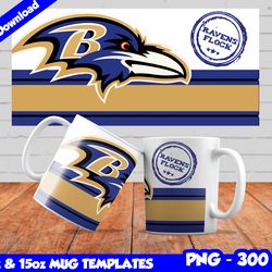 Ravens Mug Design Png, Sublimate Mug Templates, Ravens Mug Wrap, Sublimation Football Design PNG, Instant Download