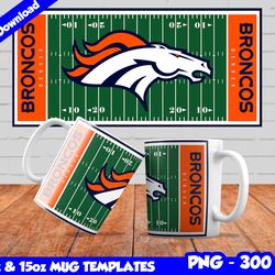 Broncos Mug Design Png, Sublimate Mug Templates, Broncos Mug Wrap, Sublimation Football Design PNG, Instant Download