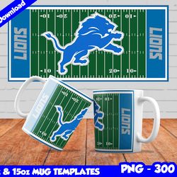 Lions Mug Design Png, Sublimate Mug Template, Lions Mug Wrap, Sublimation Football Design PNG, Instant Download
