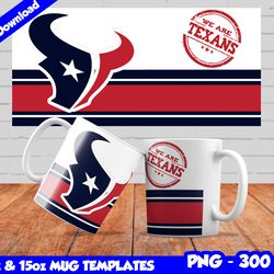 Texans Mug Design Png, Sublimate Mug Templates, Texans Mug Wrap, Sublimation Football Design PNG, Instant Download