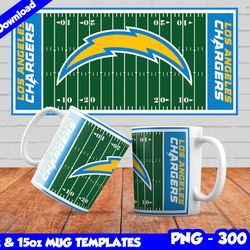 Chargers Mug Design Png, Sublimate Mug Templates, Chargers Mug Wrap, Sublimation Football Design PNG, Instant Download