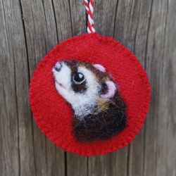 Ferret felt Christmas ornament