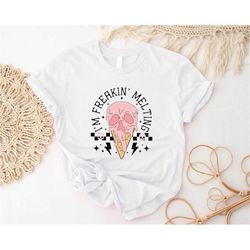 i'm freakin' melting shirt, melting ice cream skull sarcastic t-shirt, ice cream lover cool tee, it's getting hot here s