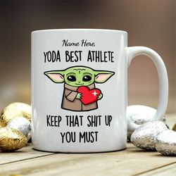personalized gift for athlete, yoda best athlete, athlete gift, athlete mug, gift for athlete, funny personalized athlet