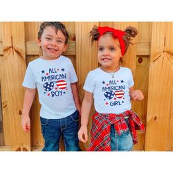 all american boy shirt, all american girl t-shirt, 4th of july siblings tee, freedom matching toddler outfit, independen