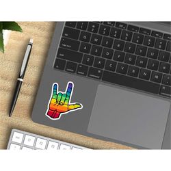 asl ily sticker, asl i love you sticker,  ily sign language sticker, die-cut water resistant stickers