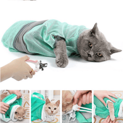 Upgraded Mesh Cat Grooming Bathing Bag Adjustable Cats Washing Bags For Pet Nail Trimming Injecting Anti Scratch Bite