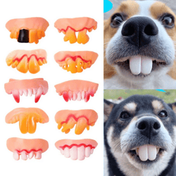False Teeth for Dog Funny Dentures Pet Decorating Supplies Halloween Cosplay Humans and Vampires Toys Tricky Funny Dentu