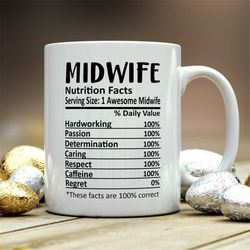 midwife mug, midwife gift, midwife nutritional facts mug,  best midwife gift, midwife graduation, funny midwife coffee m