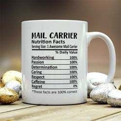 Mail Carrier Mug, Mail Carrier Gift, Mail Carrier Nutritional Facts Mug,  Best Mail Carrier Gift, Mail Carrier Graduatio