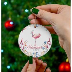 flamingos ornaments, ornaments personalized, animal ornament, custom ornament