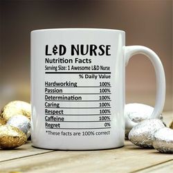 L&D Nurse Mug, L D Nurse Gift, L D Nurse Nutritional Facts Mug,  Best LD Nurse Gift, LD Nurse Graduation, Funny LD Nurse