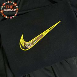 nike x vegeta embroidered sweatshirt, dragon ball anime embroidered sweatshirt, custom anime embroidered crewneck, anime