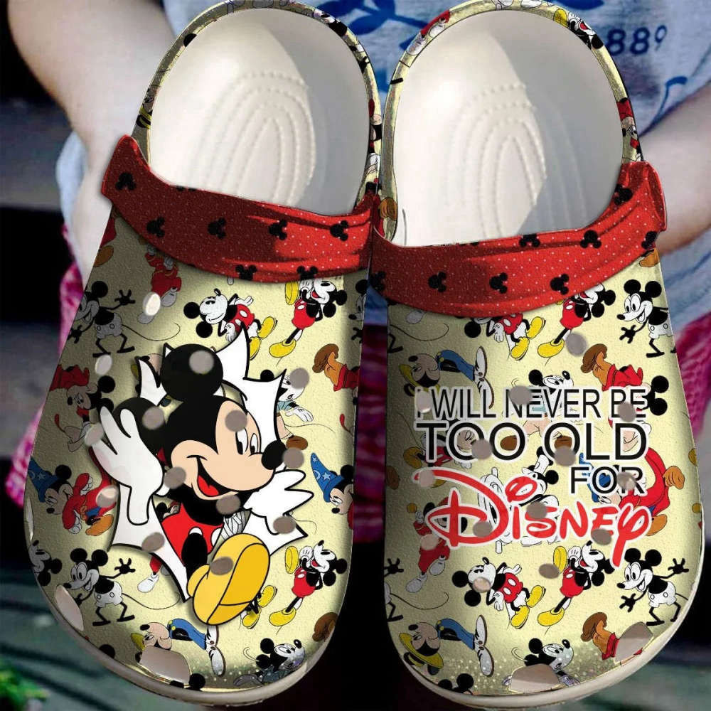 mickey-mouse-i-will-never-be-old-for-personalized-name-crocs-clogs-shoes-custom-sneakers.jpeg