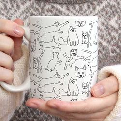 cat pattern mug, cat lover gift, cat mom, cat dad, cat lover mug, cute mug, cute coffee mug, cat mug, cat gift, cat lady