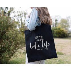 lake life tote bag - large  tote bag - gift for her - girls weekend tote - weekender bag - weekend tote - boat bag - lak