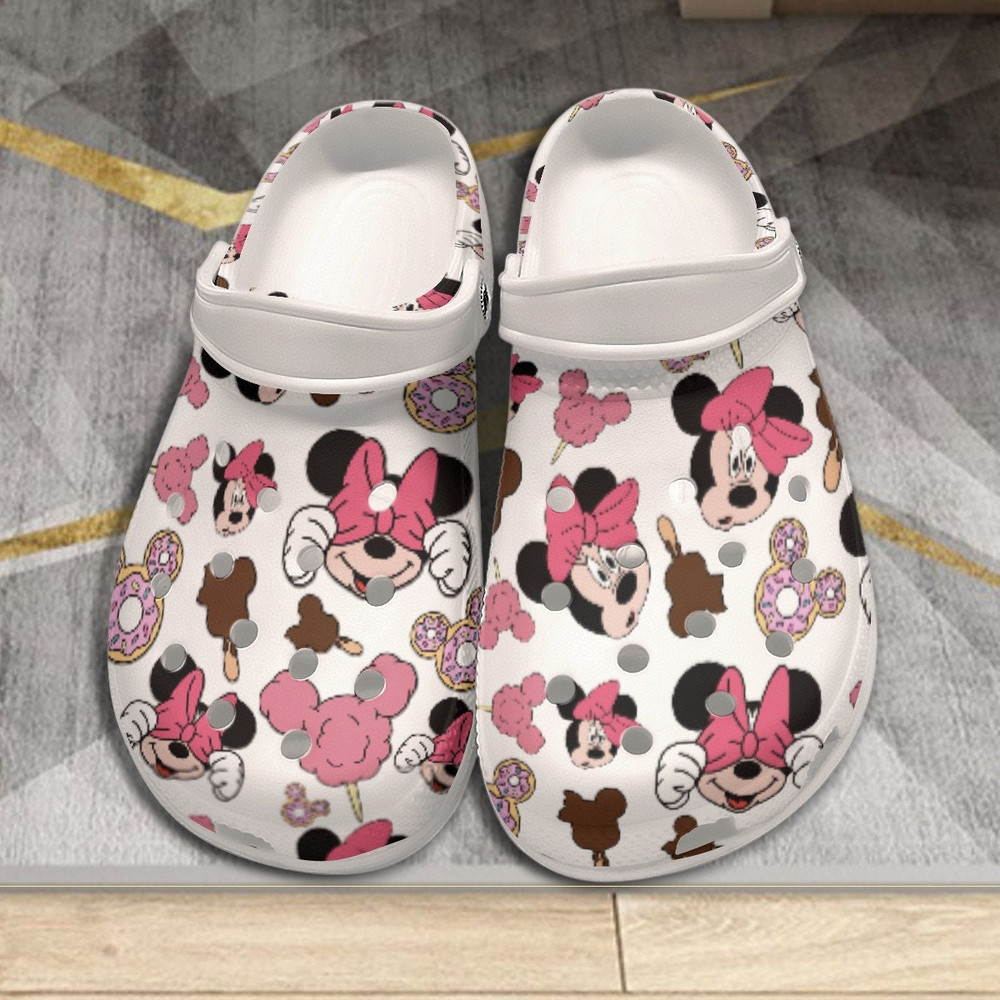 Minnie Mouse Summer Print Women's Classic Clogs, Dsiney shoes, Minnie mouse shoes.png