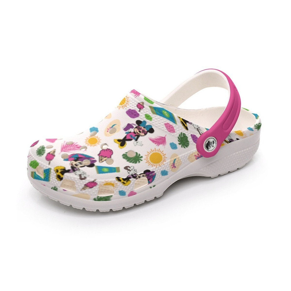 Minnie mouse summer, summer print, disneyland shoes, minnie mouse croc like, All-Over Print Women's Classic Clogs.png