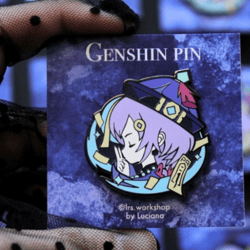 free shipping qiqi genshin impact inspired hard enamel pin